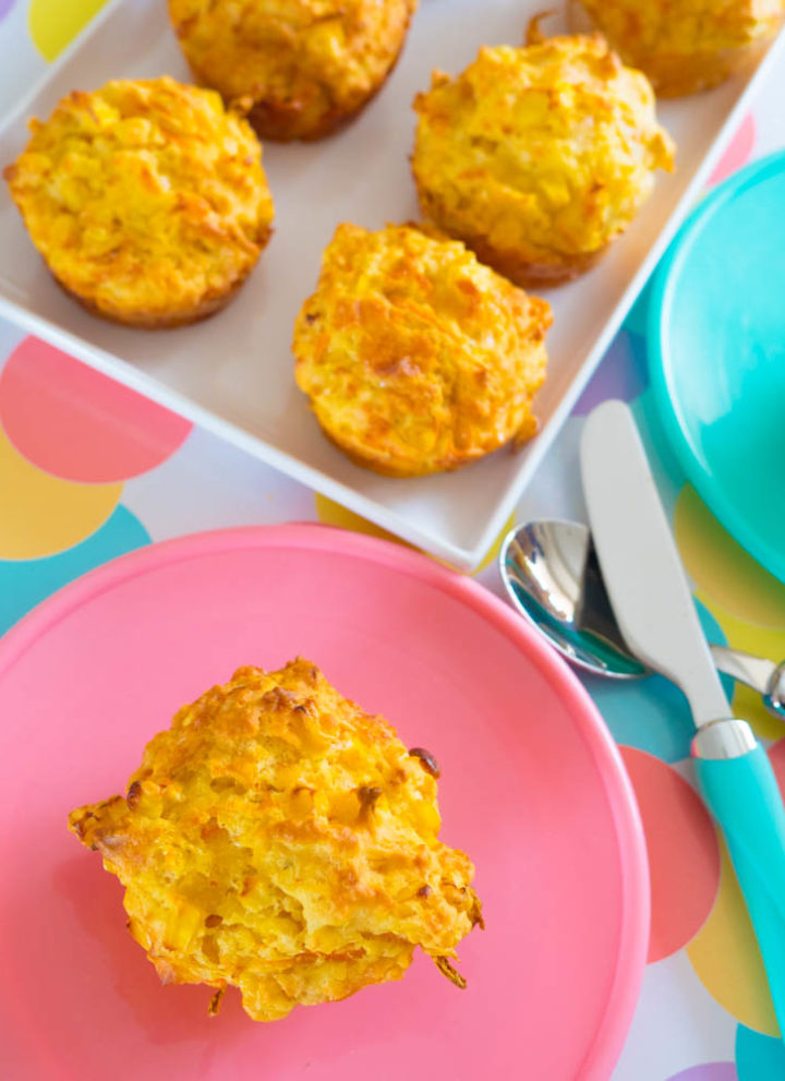 carrot, corn cheesee and chive muffins,